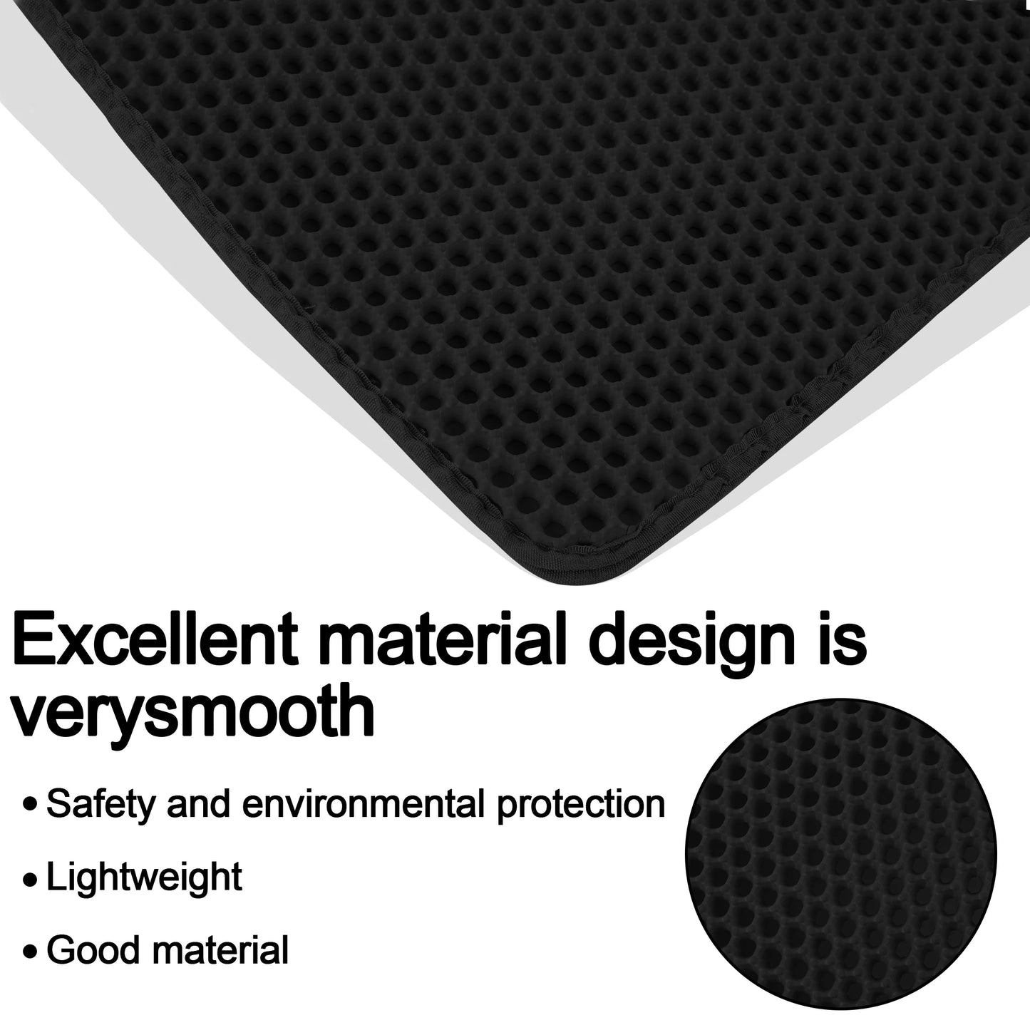 Cat Litter Mat, Double Layer Waterproof and Urine Proof, Honeycomb Trapping Design, Easy to Clean and Non-Slip (29X21Inch, Black)