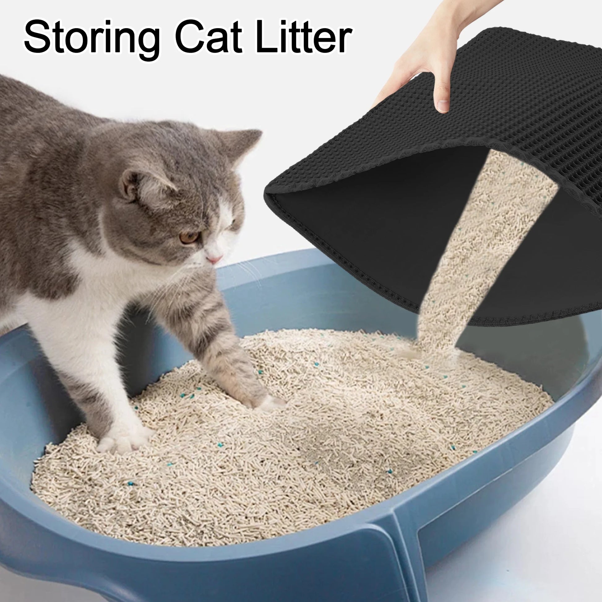 Cat Litter Mat, Double Layer Waterproof and Urine Proof, Honeycomb Trapping Design, Easy to Clean and Non-Slip (29X21Inch, Black)